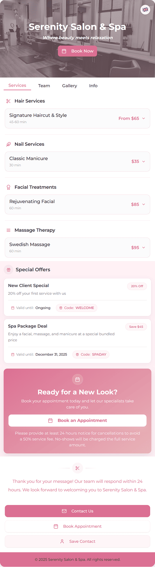 salon template